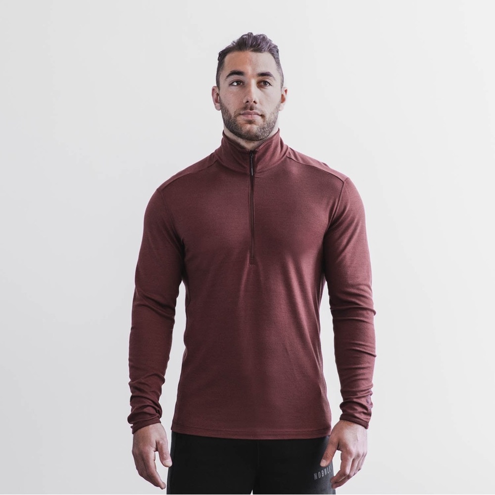 NOBULL Men's Zip Up Sweater - Maroon